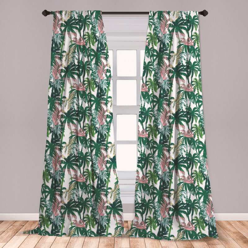 East Urban Home Ambesonne Palm Tree Window Curtains, Dreamy Abstract